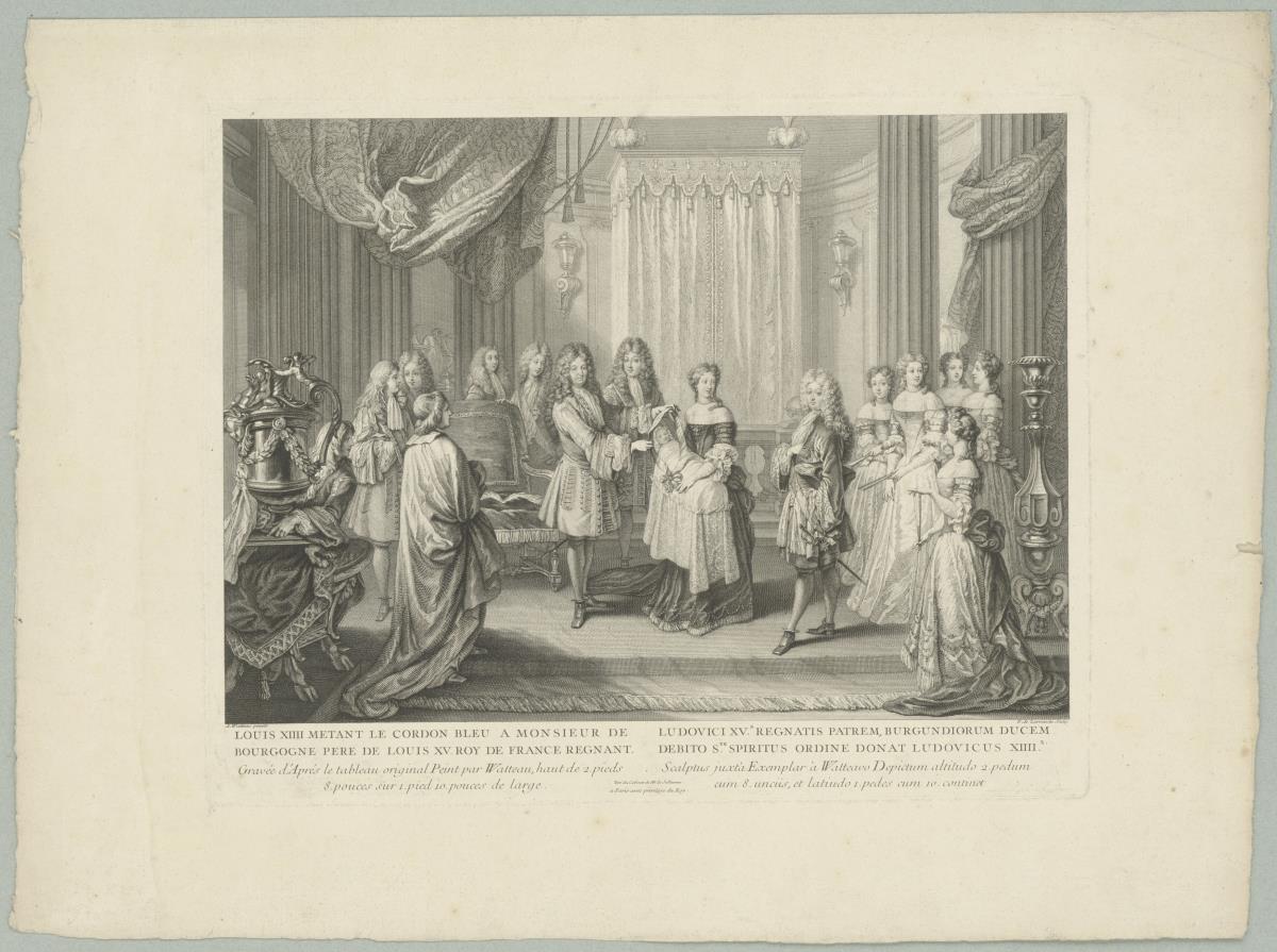 Louis XIIII mettant le cordon bleu à Monsieur de Bourgogne père de Louis XV roy de France regnant