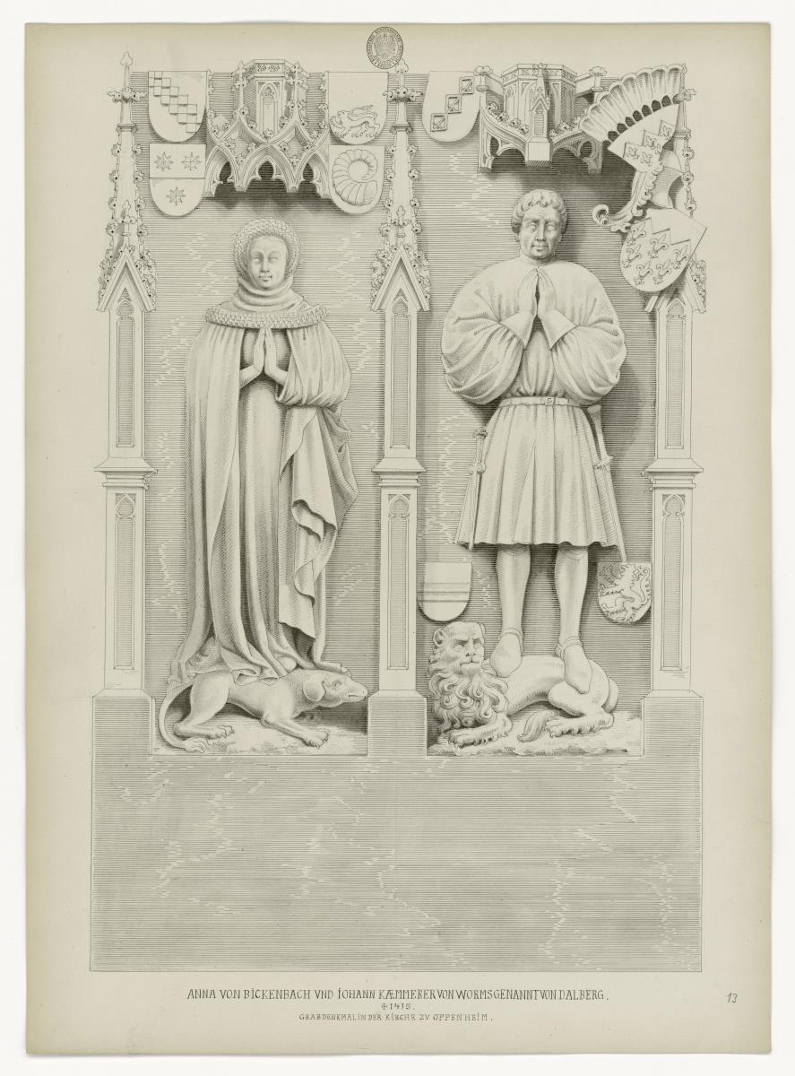 Anne von Bickenbach und Johann Kämmerer von Worms, genannt von Dalberg, gest. 1415, Katharinenkirche Oppenheim