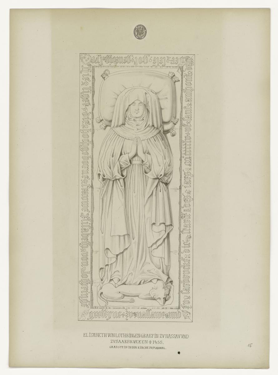 Elisabeth von Lothringen, Gräfin zu Nassau und zu Saarbrücken, gest. 1455, Kirche zu St. Arnual