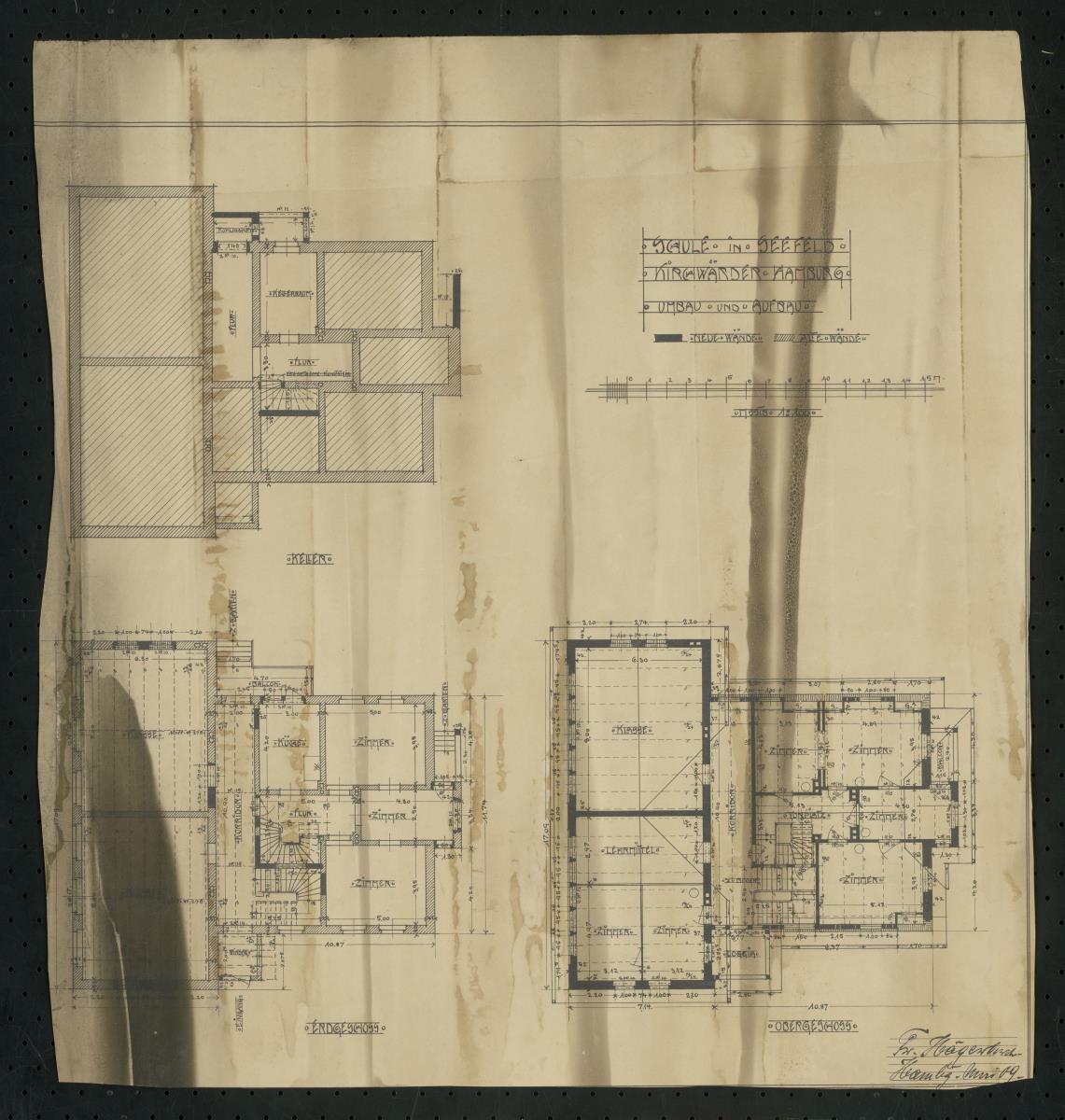 Umbau Schulhaus Seefeld, Hamburg, Grundrisse
