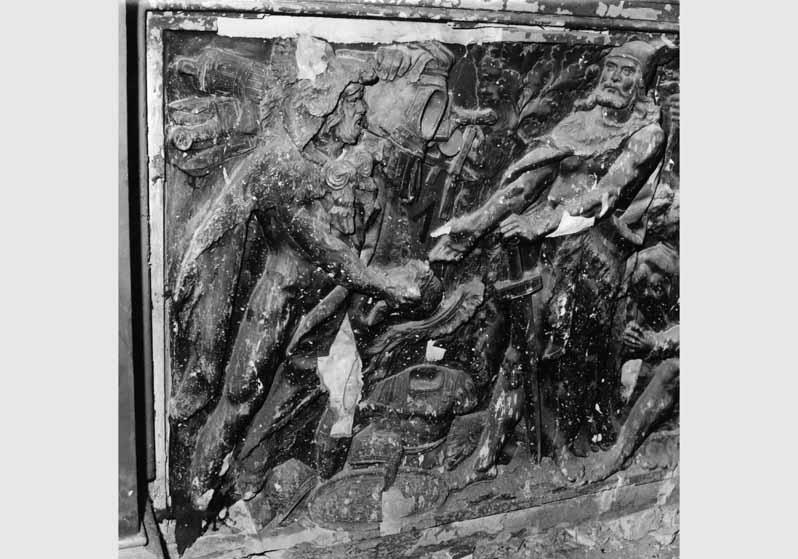 Blick auf den "Kulturgeschichtlichen Fries" von Otto Geyer im Treppenhaus der Nationalgalerie