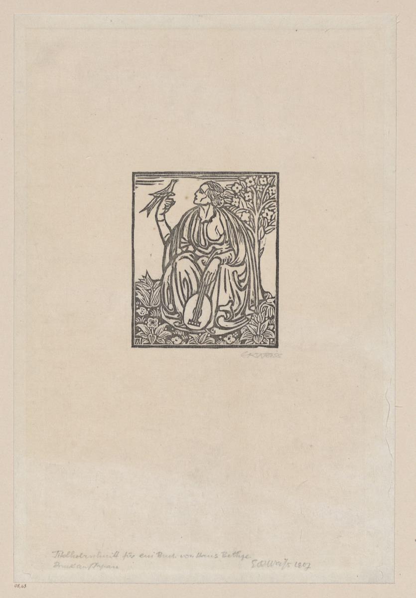 Titelholzschnitt zu Hans Bethge, Saitenspiel