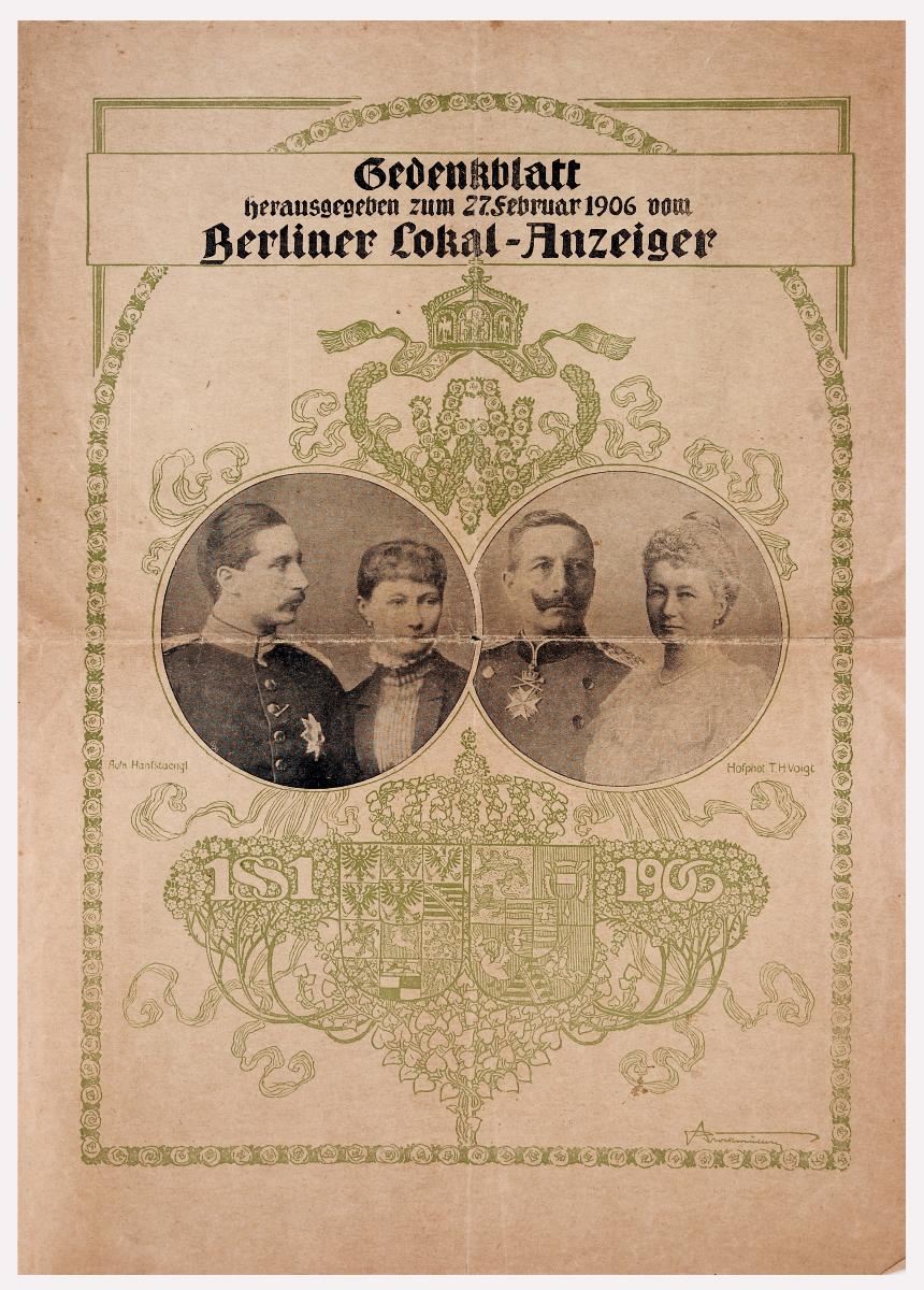 Gedenkblatt herausgegeben zum 27. Februar 1906 vom Berliner Lokal-Anzeiger