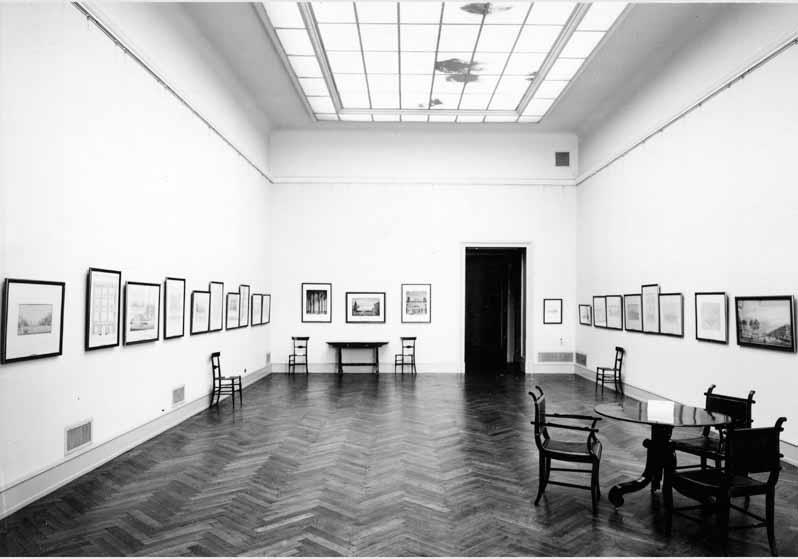 Blick in die Ausstellung "Karl Friedrich Schinkel 1781-1841" vom 16. Dez. 1961 - 11. März 1962 in der Nationalgalerie