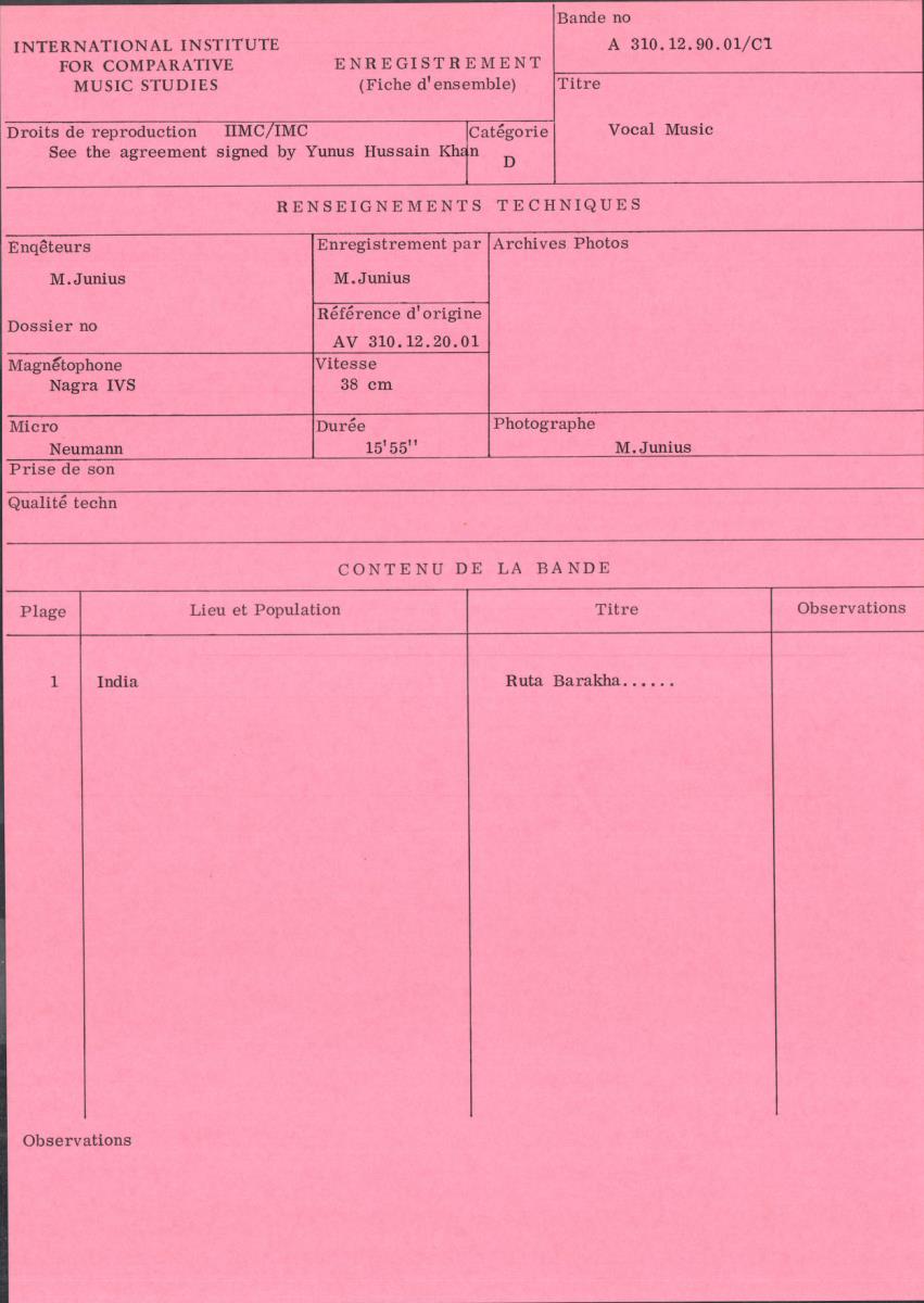 India / Vocal Music