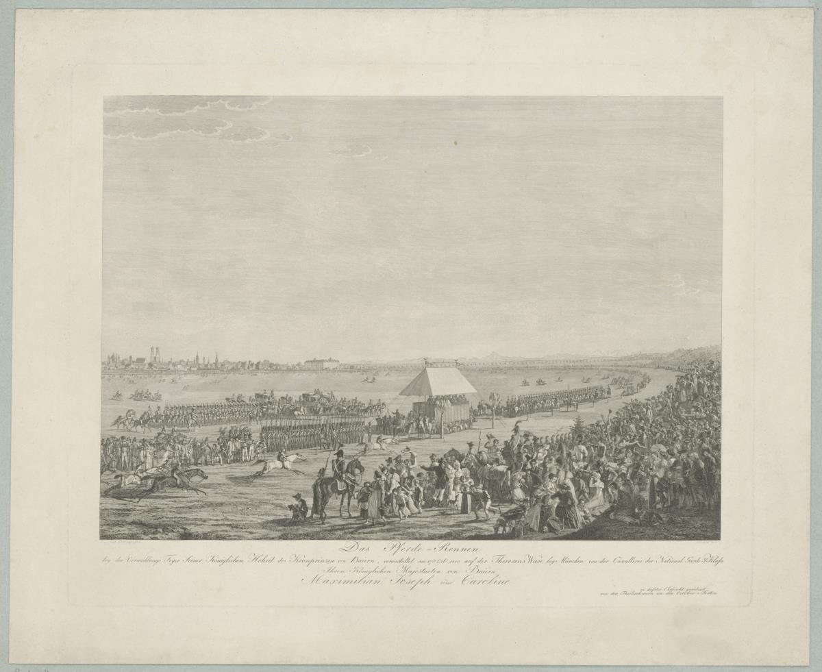 Das Pferde-Rennen bey der Vermählung Feyer Seiner Königlichen Hohheit des Kronprinzen von Baiern auf der Theresens-Wiese bey München, 17. Oktober 1810