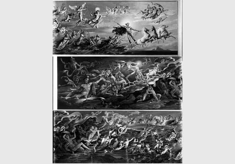 Blick auf das Wandbild "Jupiter und die neue Götterwelt" von Karl Friedrich Schinkel in der Vorhalle des Alten Museums