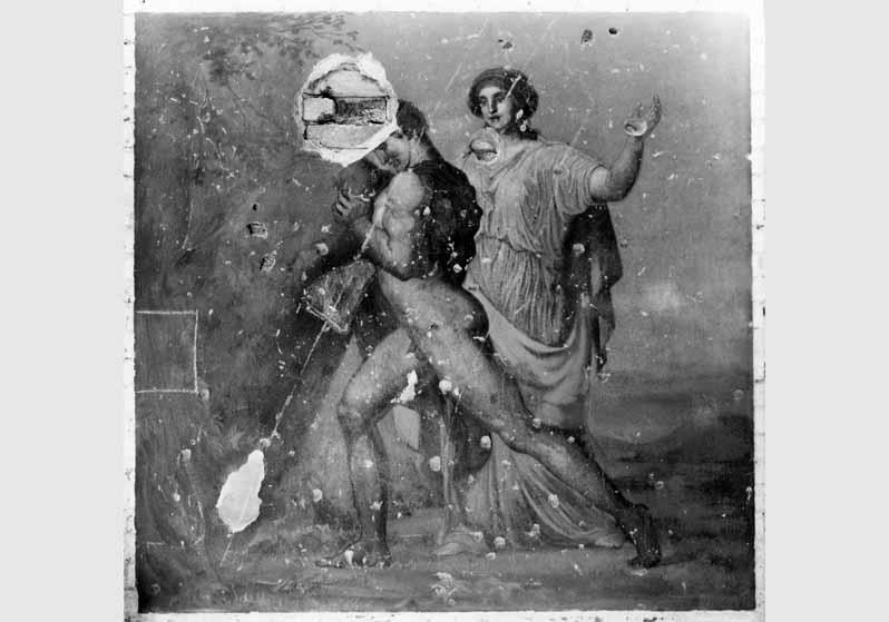 Beschädigtes Fresko von Karl-Friedrich Schinkel "Theseus findet das Schwert seines Vaters" in der Rotunde des Alten Museums