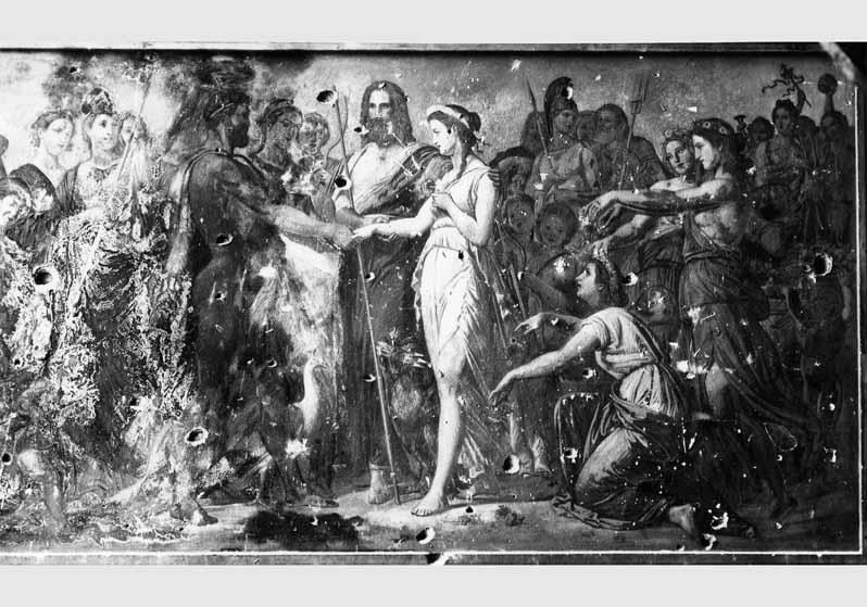 Beschädigtes Fresko von Karl-Friedrich Schinkel "Herkules heiratet Hebe" in der Rotunde des Alten Museums
