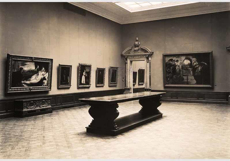 Aufstellung der Gemäldegalerie im Kaiser-Friedrich-Museum, Raum 47, Gemälde Tizians und Tintorettos
