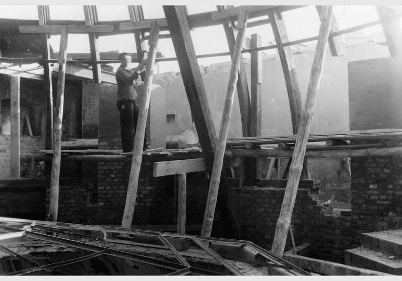 Bauarbeiten an der Kuppel des Neuen Museums