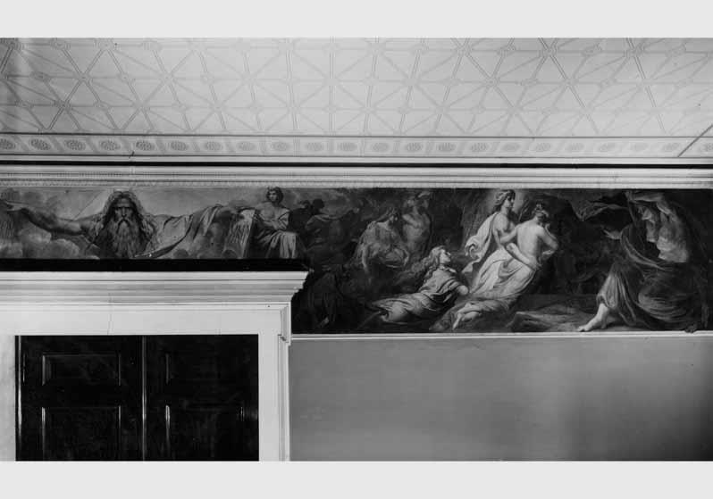 Blick auf das Wandbild "Allvater Odin" und "Helweg" von Gustav Richter im Vaterländischen Saal im Neuen Museum