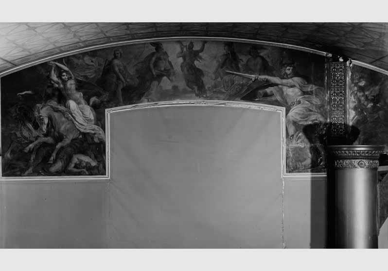 Blick auf das Wandbild "Walküren und Tyr" von Gustav Richter im Vaterländischen Saal im Neuen Museum