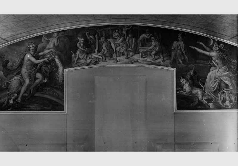 Blick auf das Wandbild "Fro und Freya" von Robert Müller von Göttingen im Vaterländischen Saal im Neuen Museum