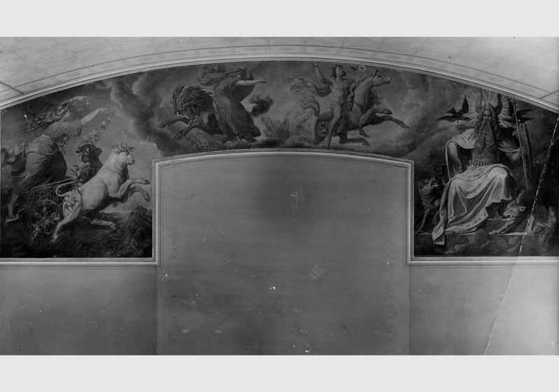 Blick auf das Wandbild "Hertha und Odin" von Gustav Heidenreich im Vaterländischen Saal im Neuen Museum