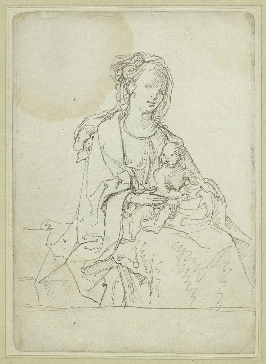 SItzende Maria mit Kind, Kopie nach Jacob Cornelisz van Oostsanens "Flucht nach Ägypten" (zugeschrieben, 1526-1530, Staatsgalerie Stuttgart)