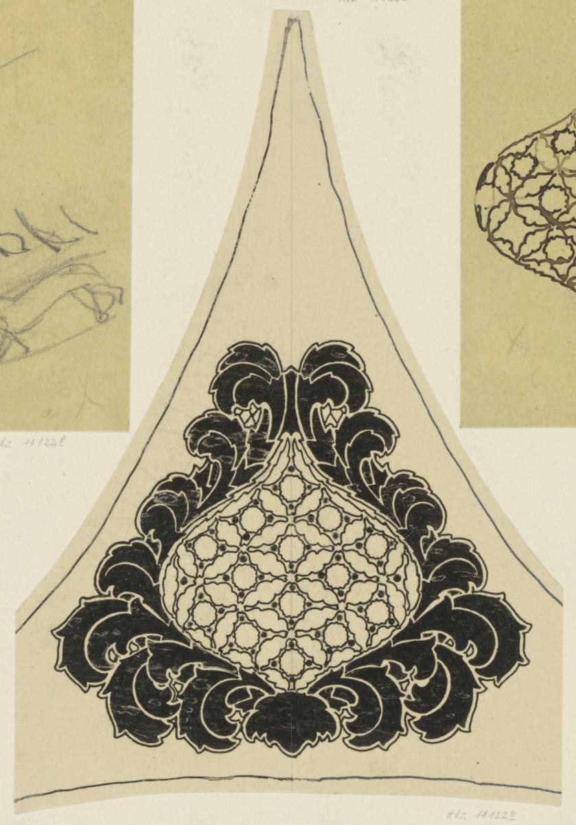 Darmstadt, Ausstellungsgebäude und Hochzeitsturm, Detail des Kuppelmosaiks im vorgelagerten Treppenpavillon