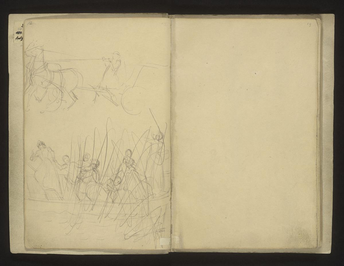 Pferd und Wagen, Mädchen im Kahn (verworfen)