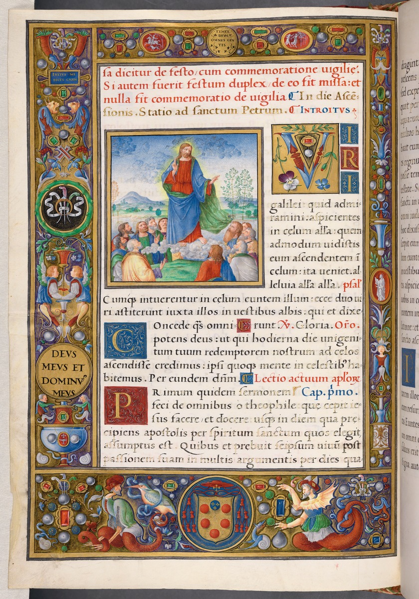 Himmelfahrt Christi und Rahmung (aus Missale Romanum, geschrieben für Giulio de'Medici (Papst Clemens VII.))