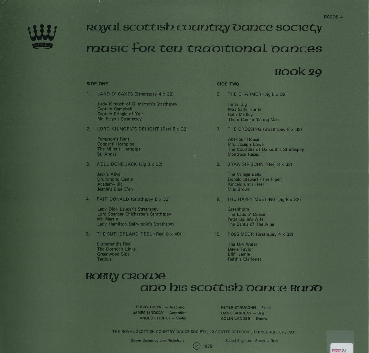 Music for Twelve Traditional Dances. Book 29. Bobby Crowe and his Scottish Dance Band