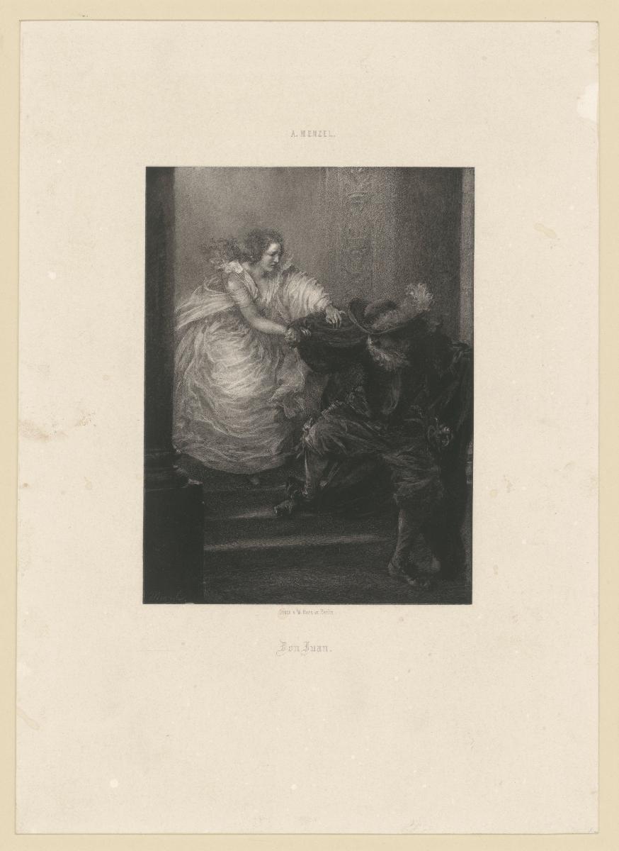 Don Juan entflieht Donna Anna. Szene aus "Don Giovanni" von Wolfgang Amadeus Mozart