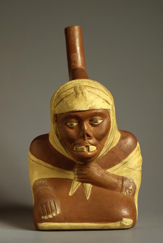 Sitzende anthropomorphe Figur, Krankendarstellung