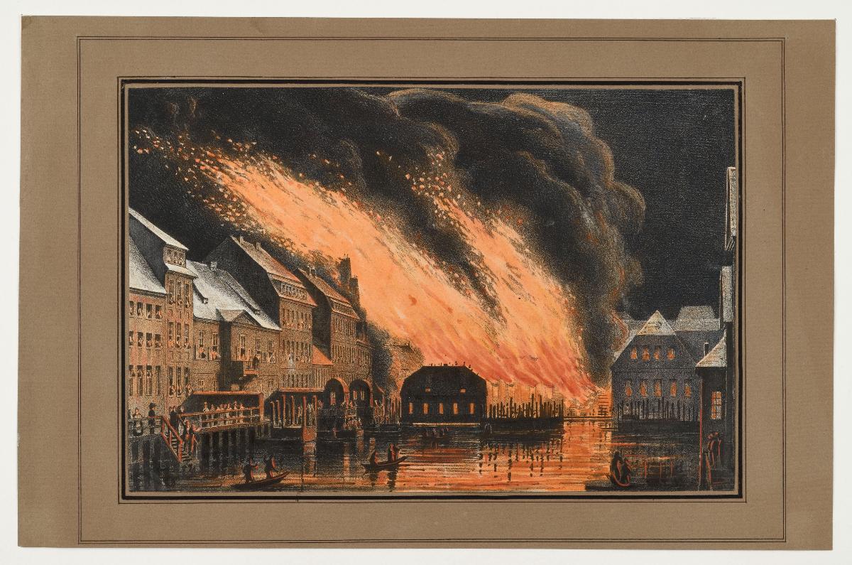 Der Brand auf dem Mühlendamm in Berlin in der Nacht vom 2ten zum 3ten April 1838
