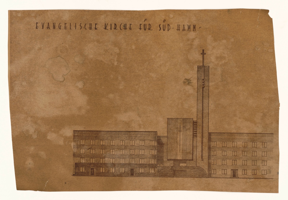 Wettbewerbsentwurf, Hamburg-Hamm, Evangelische Wichernkirche, Ansicht