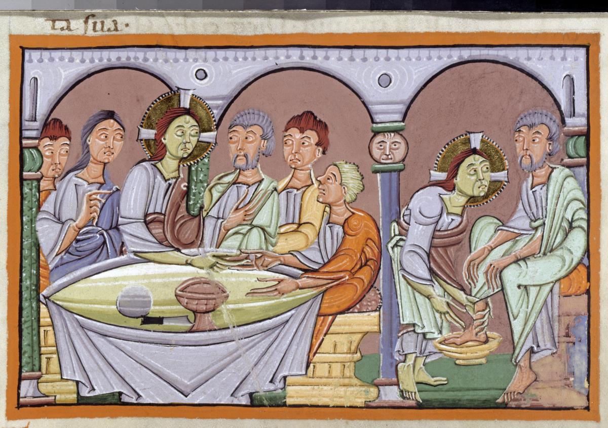 Evangelistar Heinrichs IV. (?), Abendmahl und Fußwaschung