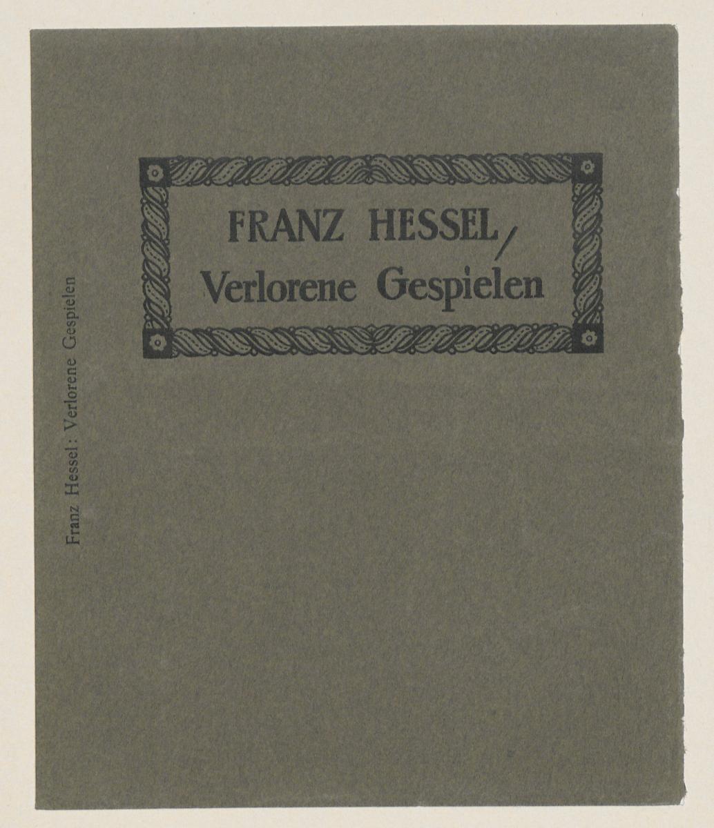 Einband zu Franz Hessel, Verlorene Gespielen