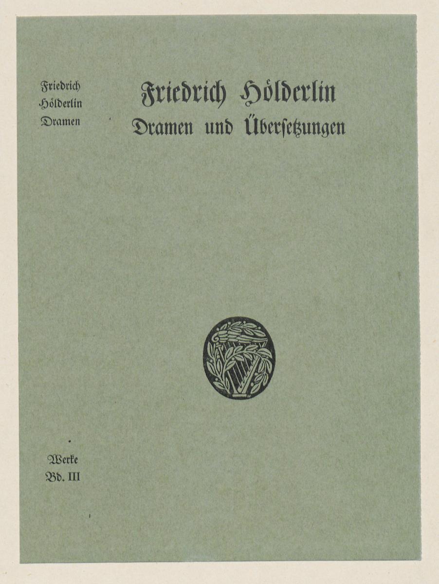 Einband zu Friedrich Hölderlin, Dramen und Übersetzungen