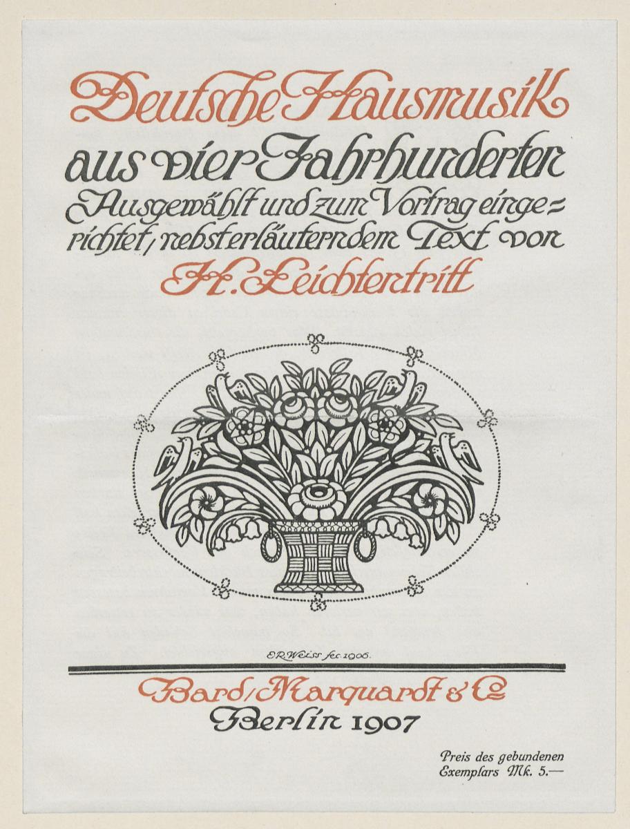 Titel zu Hugo Leichtentritt, Deutsche Hausmusik aus vier Jahrhunderten
