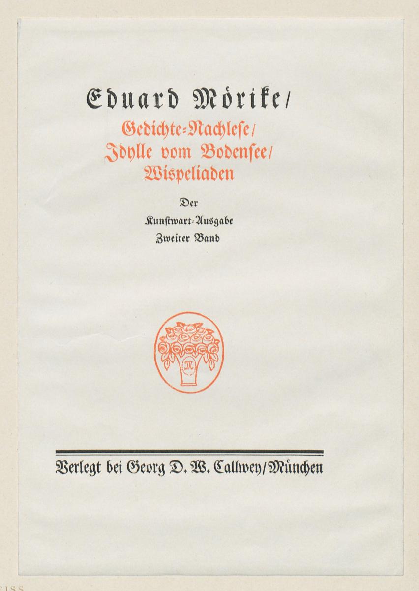 Titel zu Eduard Mörike Kunstwart-Ausgabe Zweiter Band
