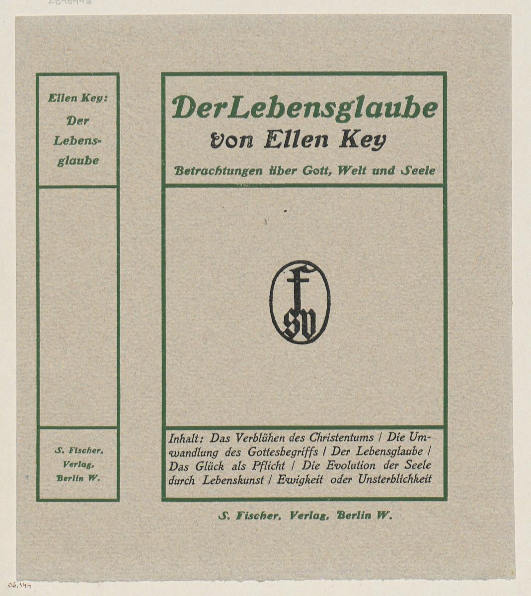 Einband zu Ellen Key, Der Lebensglaube