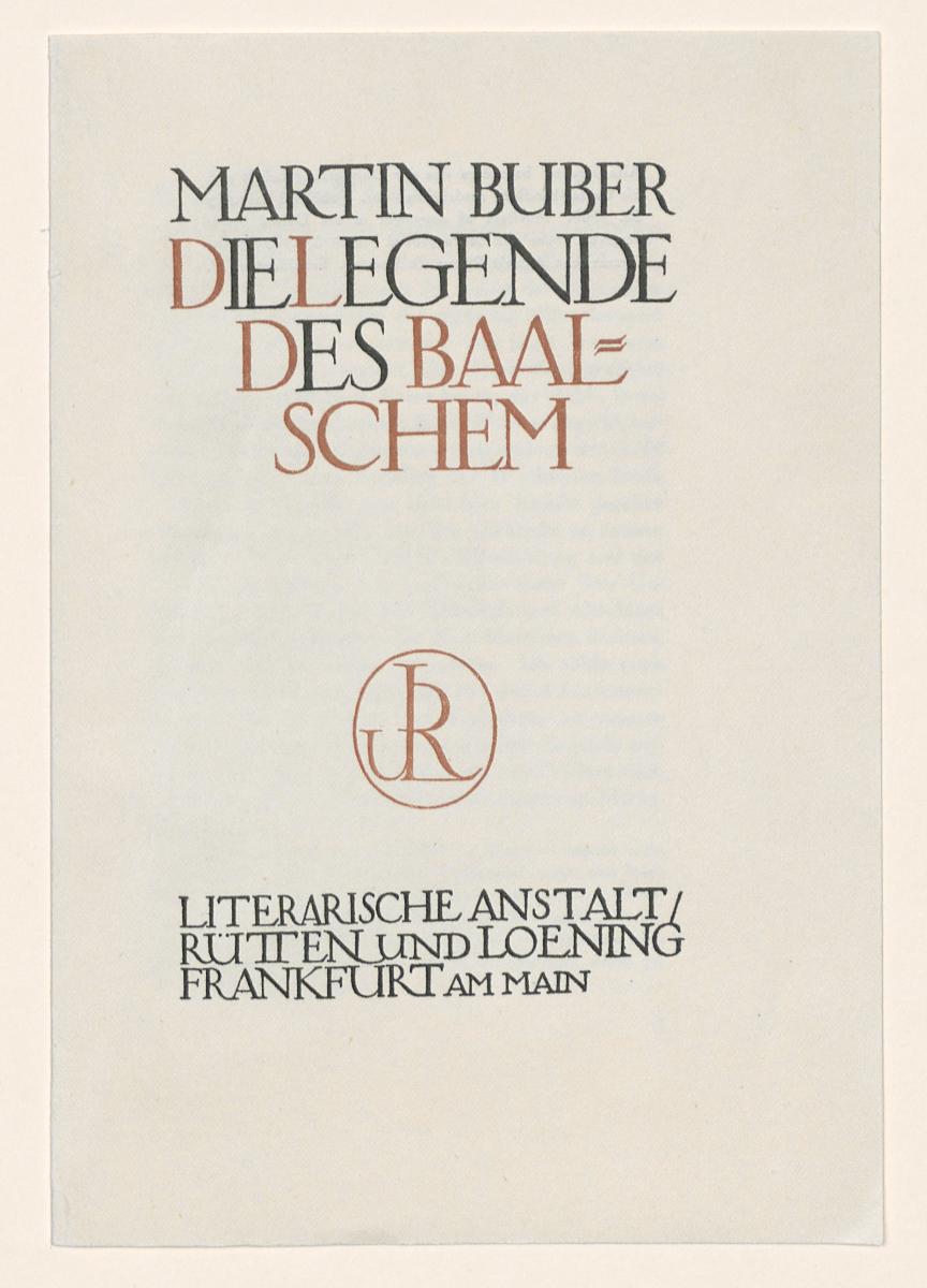Titelblatt zu Martin Buber, Die Legende des Baalschem