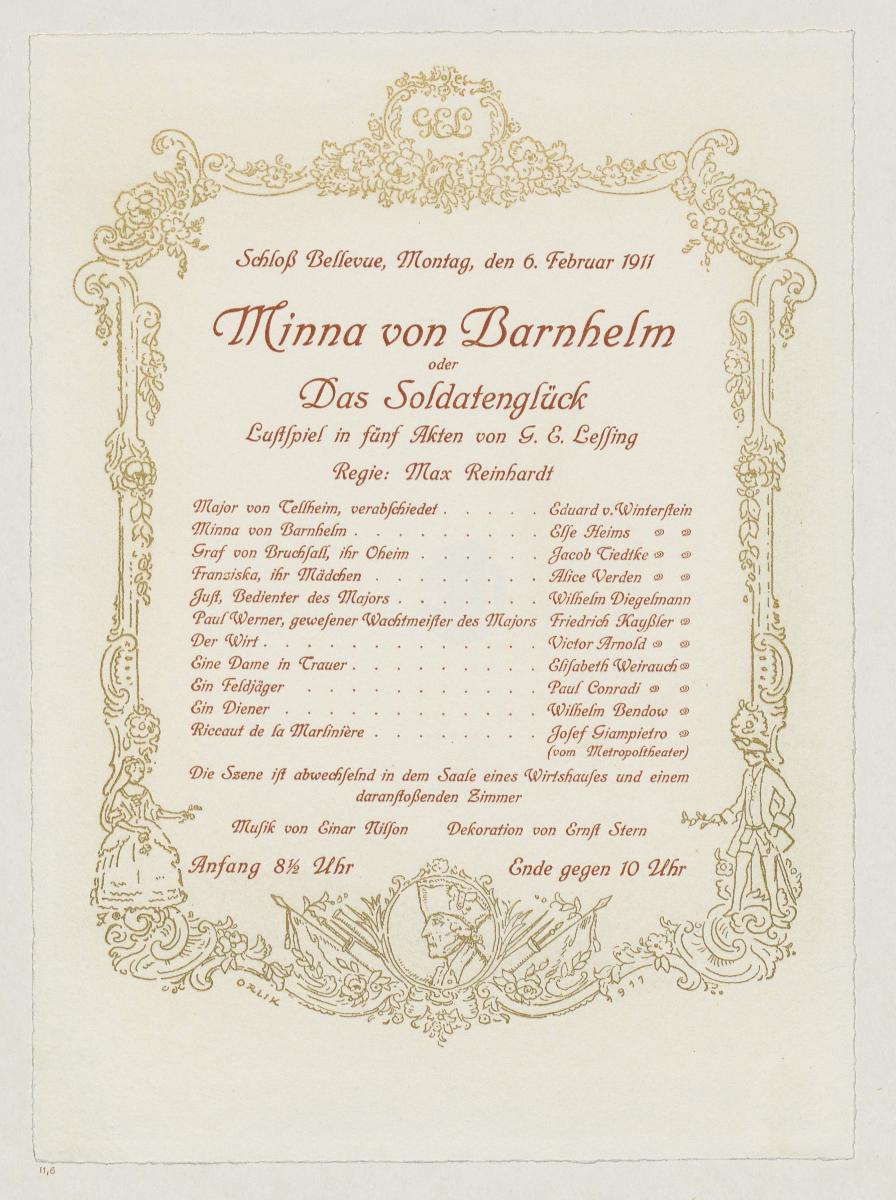 Minna von Barnhelm oder Das Soldatenglück (Schloß Bellevue, 6. Februar 1911)