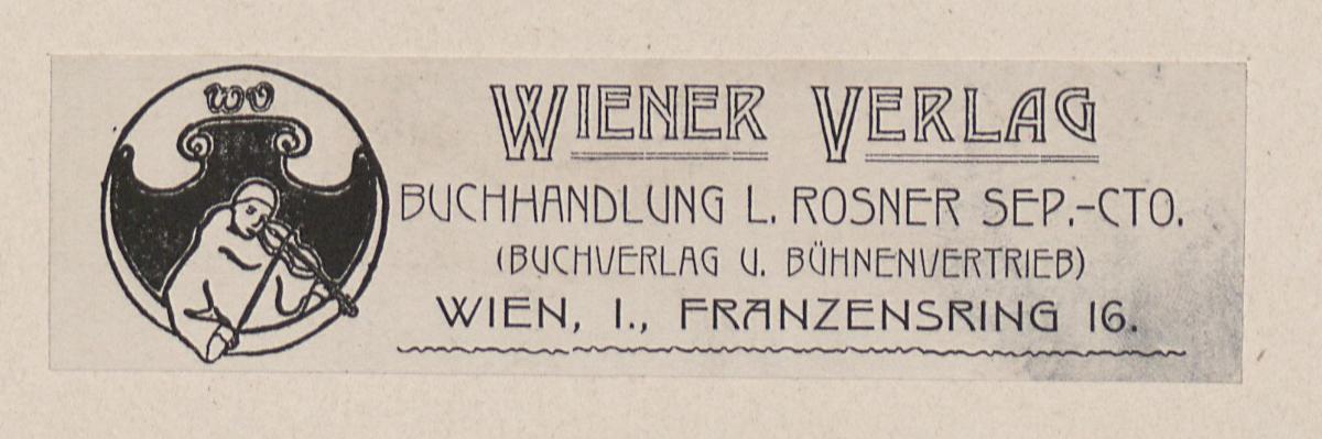 Wiener Verlag. Buchhandlung L. Rosner Sep.-Cto.