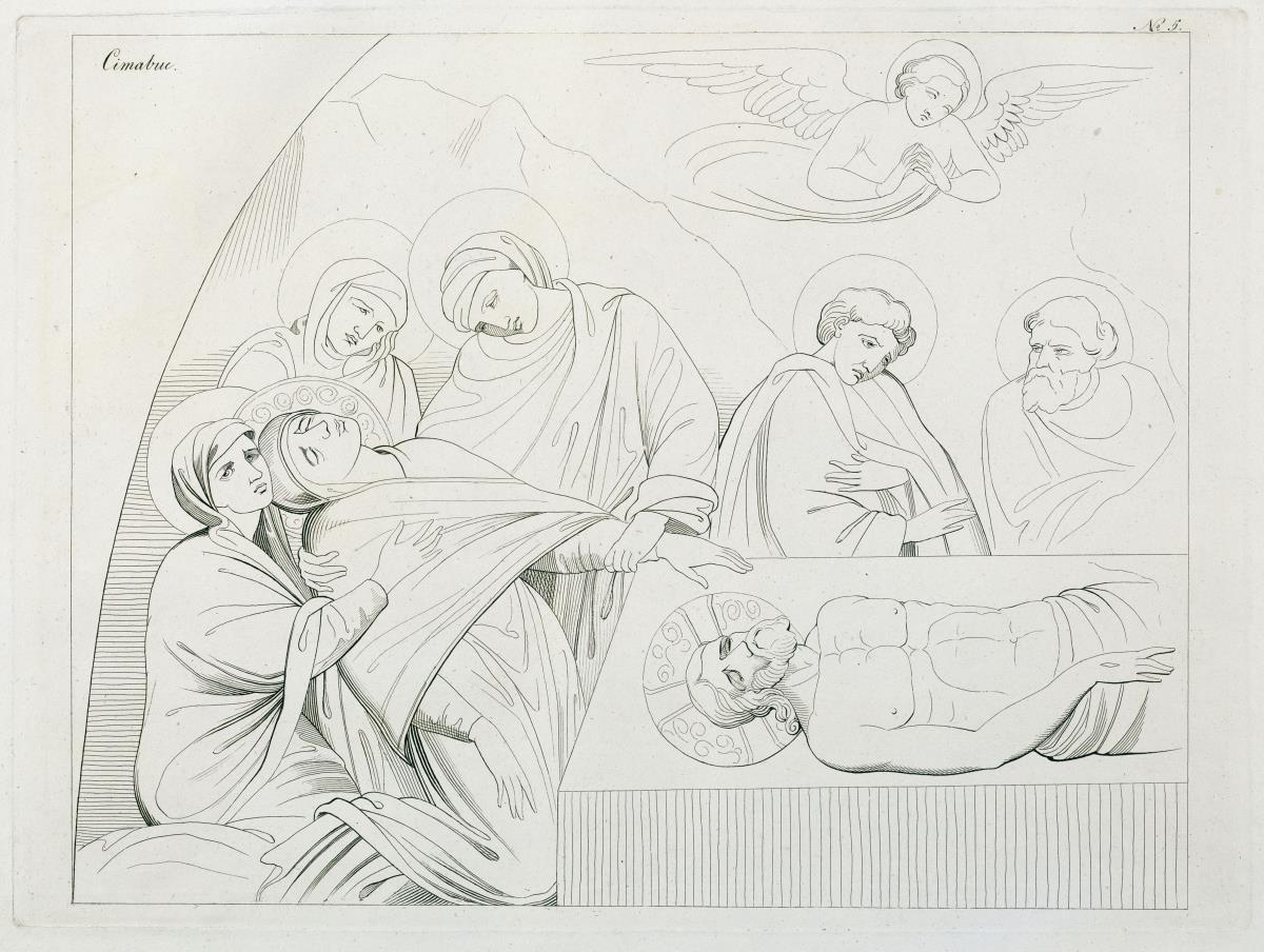 Beweinung Christi. In "Geschichte der Mahlerei in Italien", Heft 1, Tafel 5
