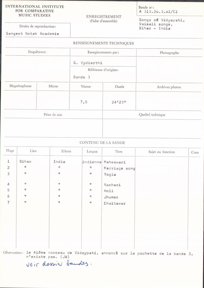 India / Bihar / Songs of Vidyapati, Vaisali songs.