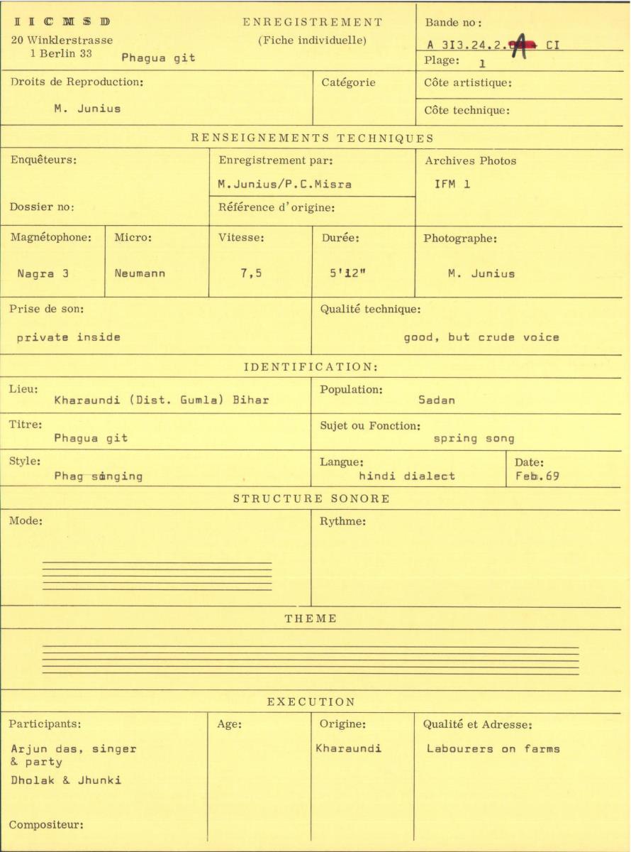 India / Bihar I / Folk Music of Bihar (Dist. Gumla, South Bihar) / Sadan