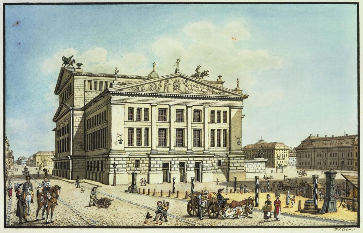 Alt-Berliner Ansichten. Das Königliche Schauspielhaus am Gendarmenmarkt - Seitenansicht