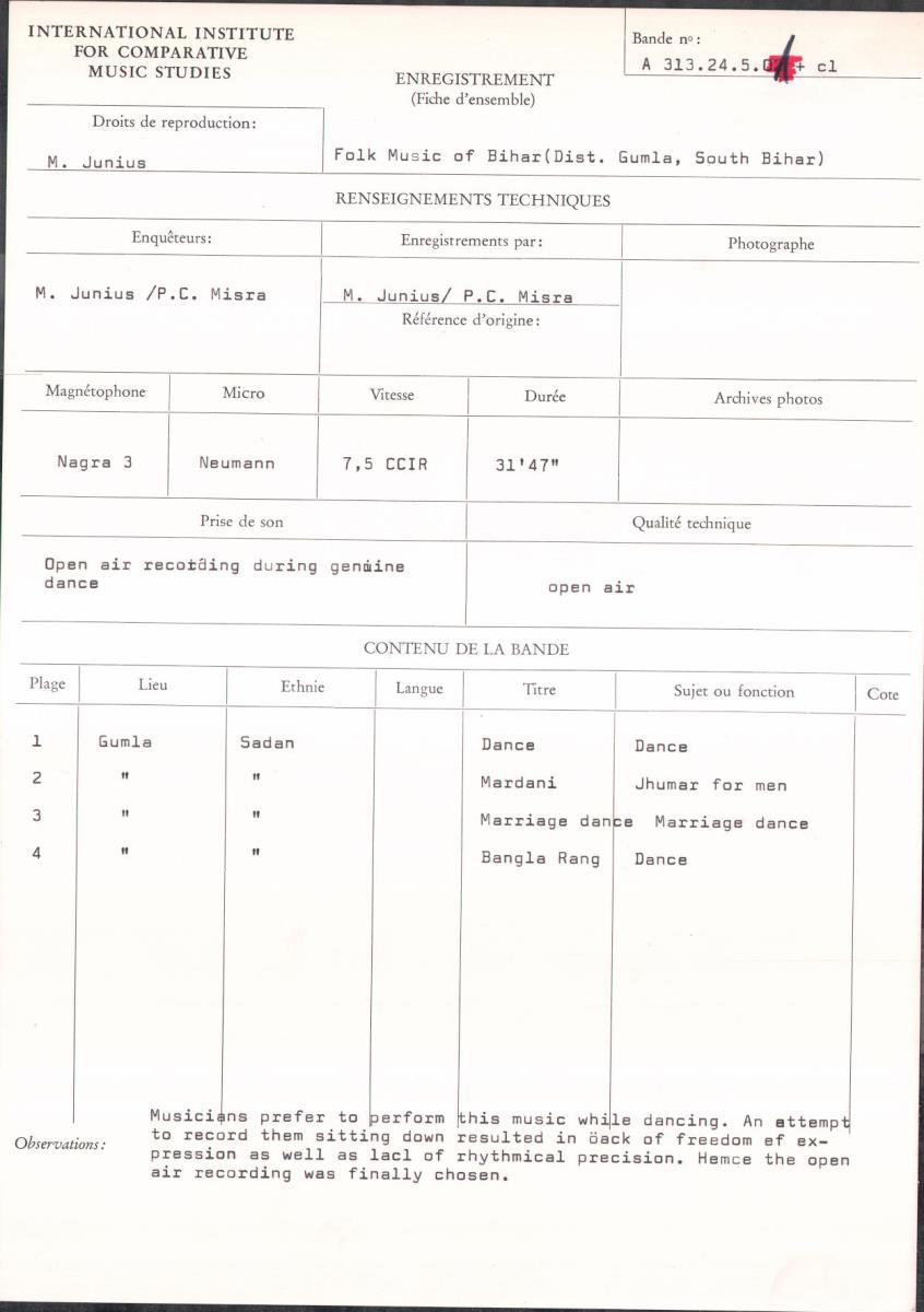 India / Folk Music of Bihar (Dist. Gumla, South Bihar)