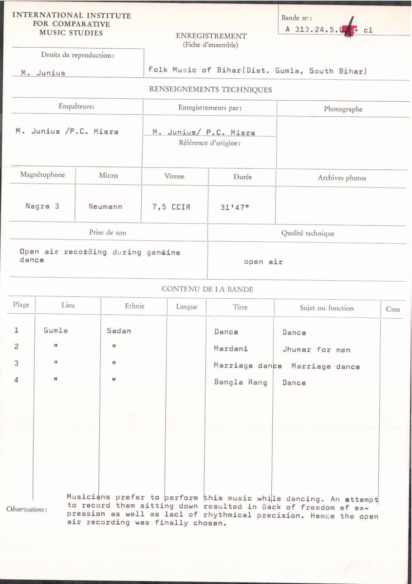 India / Folk Music of Bihar (Dist. Gumla, South Bihar)