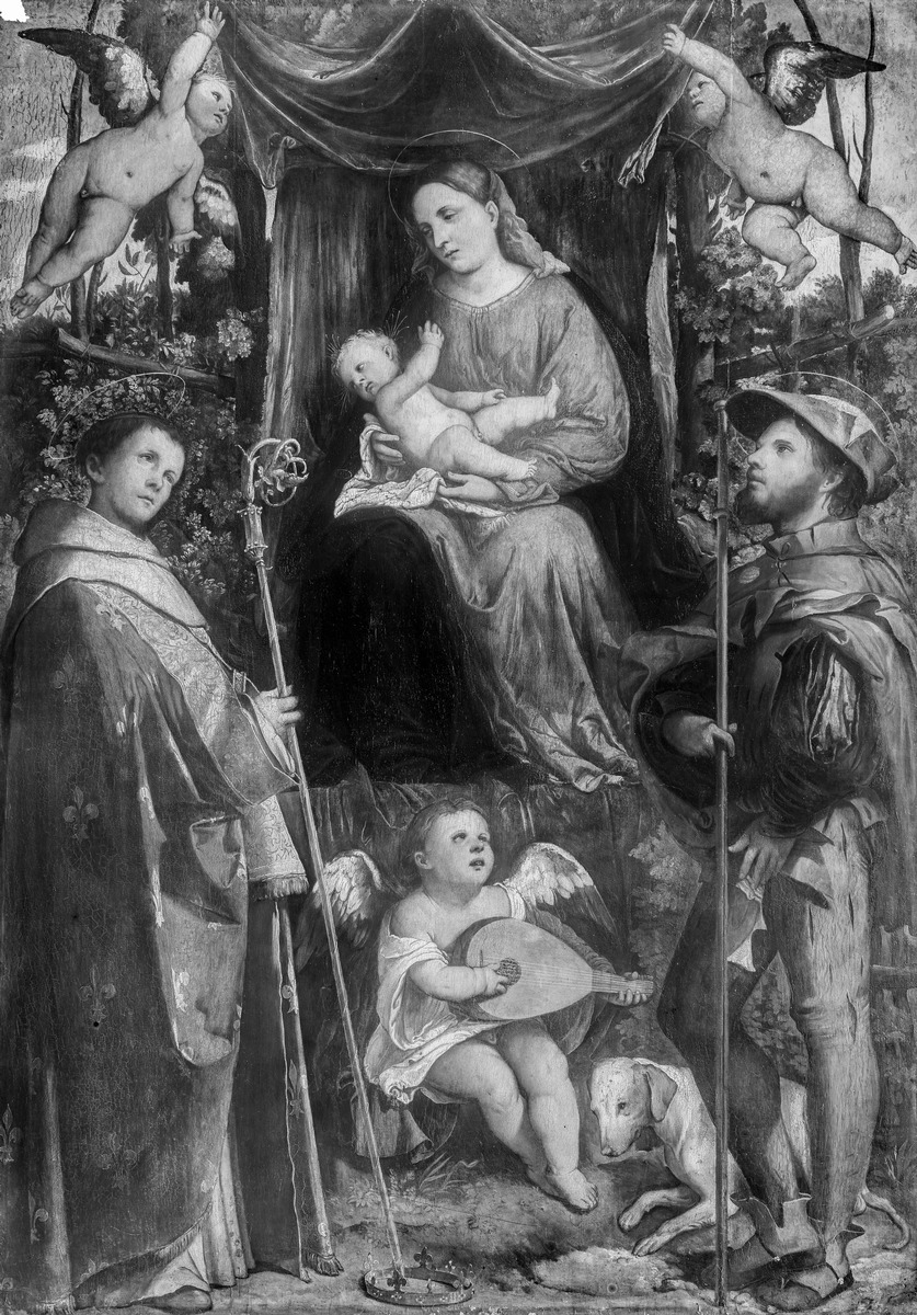 Thronende Maria mit dem Kind und zwei Heiligen