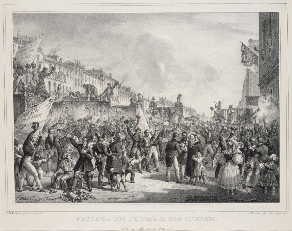 "Passage des Polonais par Leipzig" / Empfang polnischer Emigranten in Leipzig