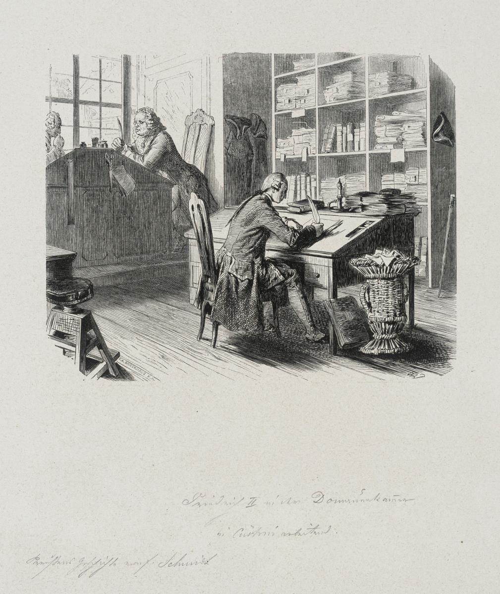 Friedrich II in der Domänenkammer von Küstrin