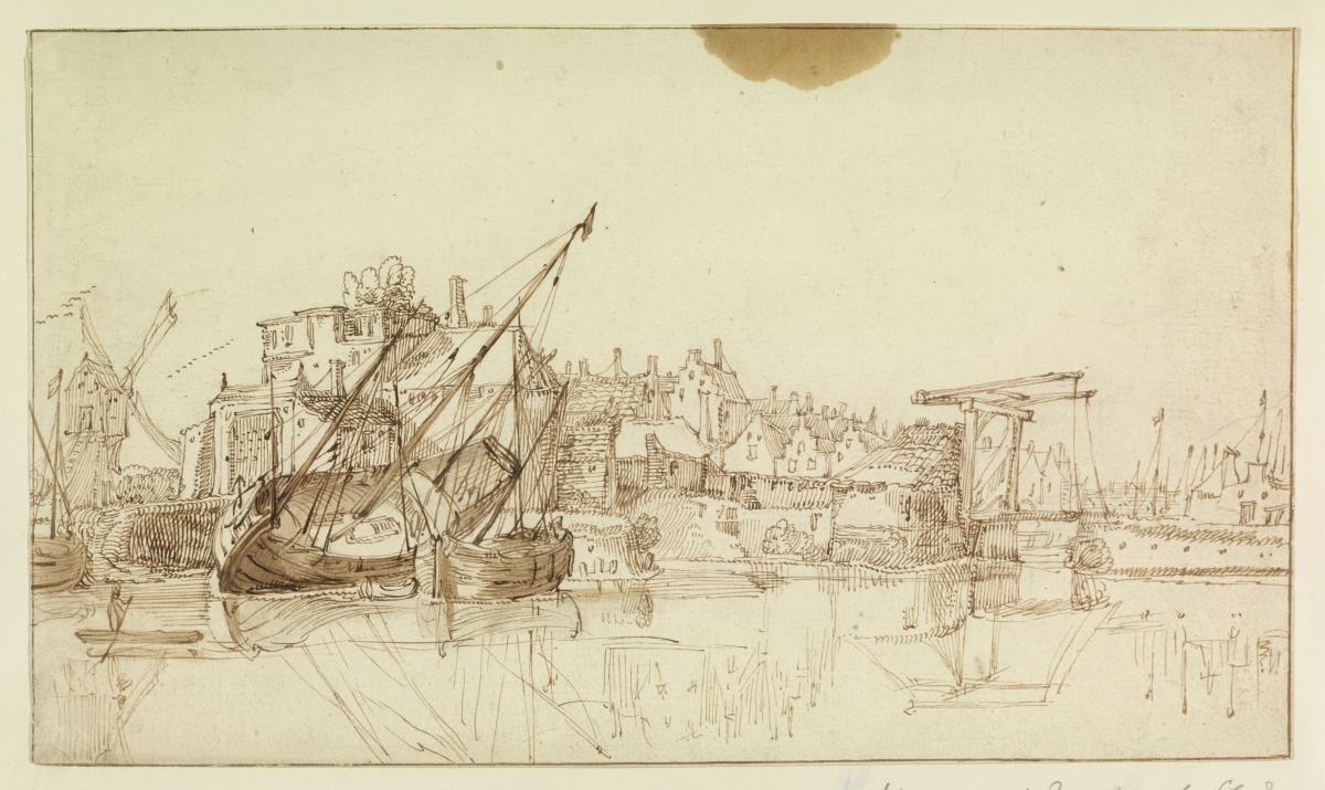 Binnenhafen vor einer Ortschaft