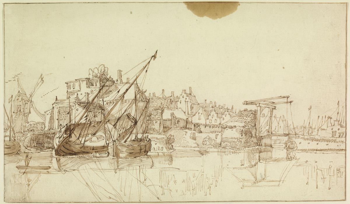 Binnenhafen vor einer Ortschaft