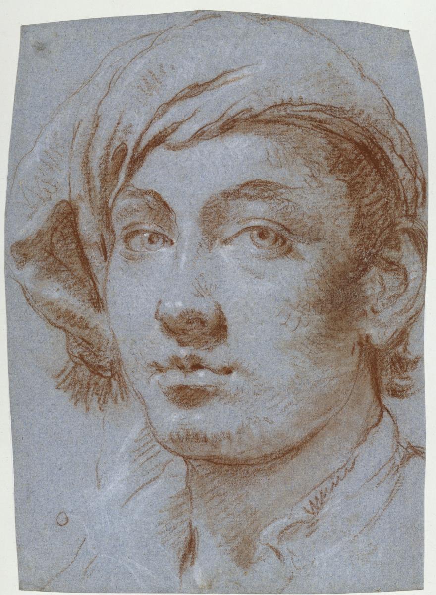 Kopf eines jungen Mannes mit Mütze (Selbstbildnis des Lorenzo Tiepolo?)