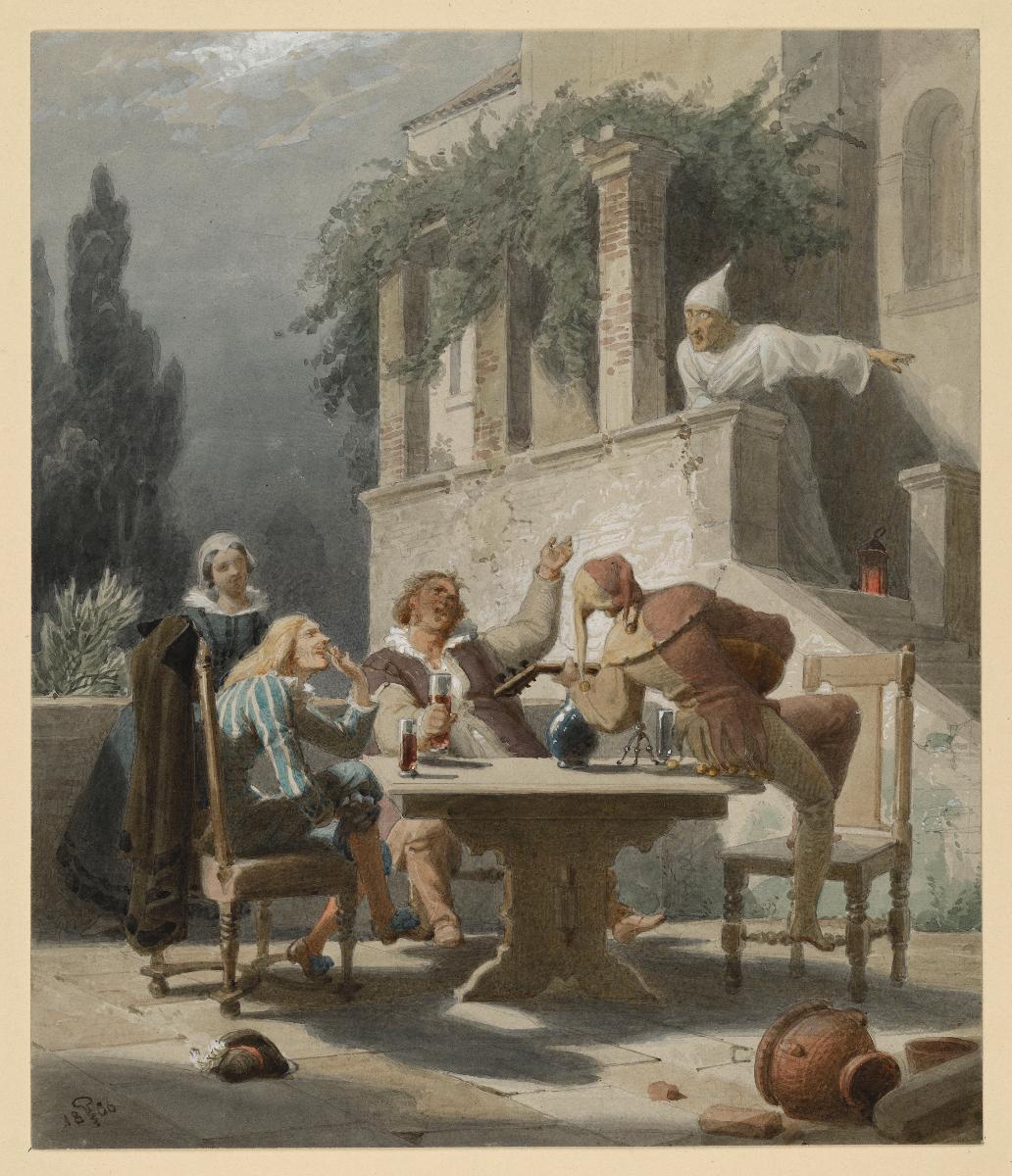 Ein lustiges Trio als Ruhestörer in der Nacht (Szene aus Shakespeare "Was ihr wollt")